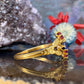 14 karaat gouden ring met saffier en toermalijn