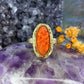 14 karaat gouden bloedkoraal ring