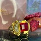 18 karaat gouden ring met robijn en spinel