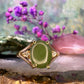 9 karaat gouden ring met jade en diamant