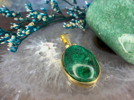 14 karaat gouden malachiet hanger
