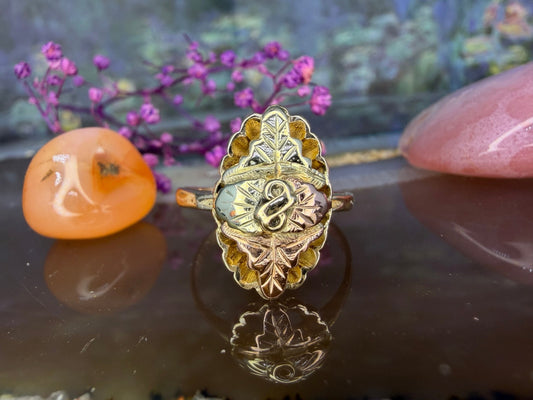 12 karaat rose- en geelgouden ring