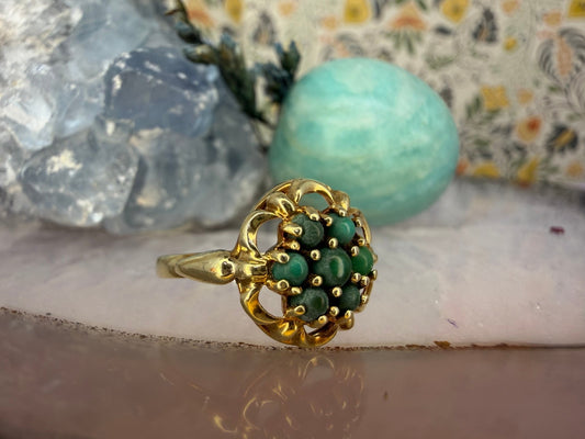 14 karaat gouden malachiet ring