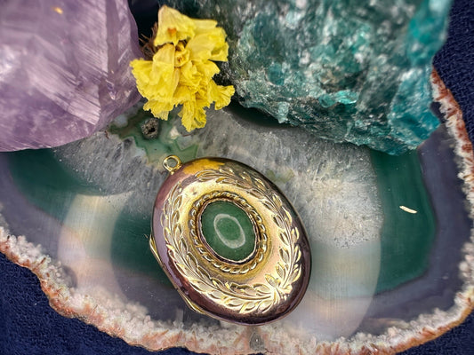 9 karaat gouden locket met aventurijn
