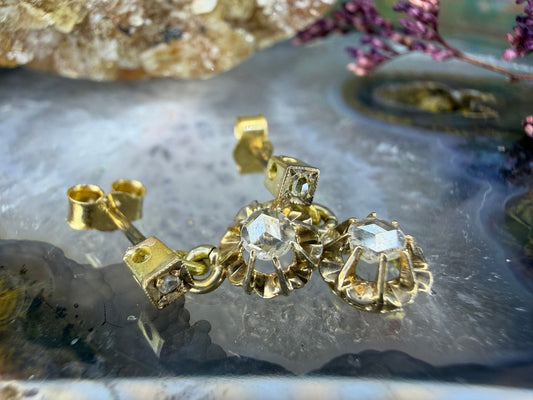 9 karaat antieke oorbellen met diamant