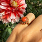 14 karaat gouden bloedkoraal ring