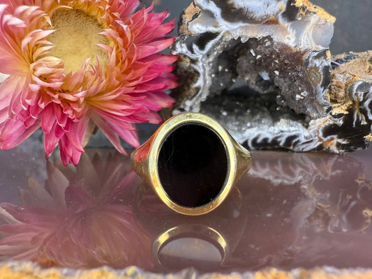 14 karaat gouden onyx zegelring