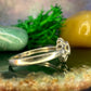 Zilveren pinkring met glas