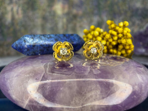 14 karaat gouden klaver oorknoppen