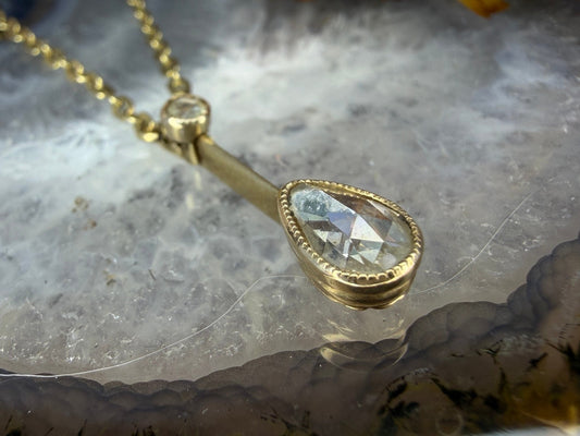 14 karaat gouden ketting met diamant hanger