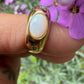 18 karaat gouden opaal en diamant ring