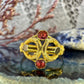 14 karaat gouden ring met roze steentjes
