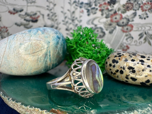 Zilveren ring met paua schelp