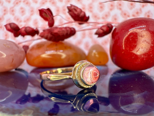 14 karaat gouden ring met roze diamant