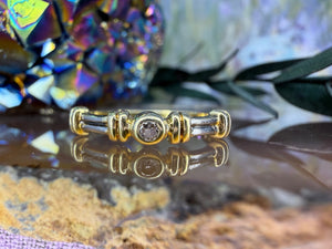 14 karaat geel- en witgouden ring met diamant