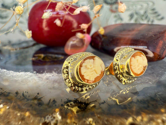 14 karaat gouden camee oorbellen