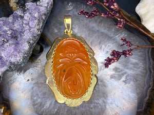 14 karaat gouden carneool hanger