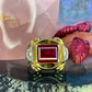 18 karaat gouden ring met robijn en spinel