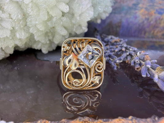 14 karaat gouden aquamarijn ring