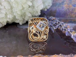 14 karaat gouden aquamarijn ring