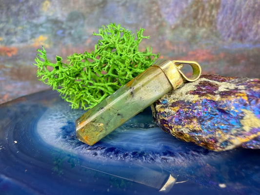 14 karaat gouden chrysopraas hanger