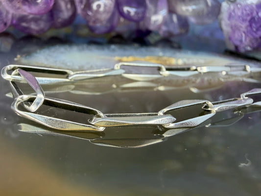 Zilveren paperclip armband