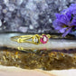 18 karaat gouden robijn en diamant ring