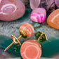 8 karaat rhodochrosiet oorknoppen