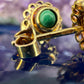 14 karaat gouden malachiet oorknopjes