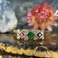 14 karaat gouden ring met edelstenen en diamanten