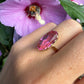 18 karaat gouden ring met roze steen