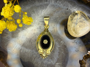 14 karaat gouden onyx hanger