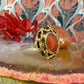 14 karaat gouden ring met bloedkoraal