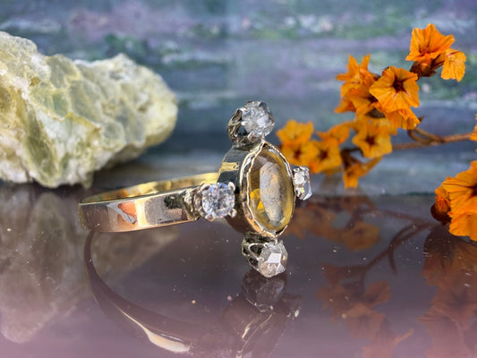 14 karaat gouden ring met citrien diamant