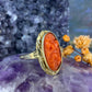 14 karaat gouden bloedkoraal ring