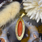 14 karaat gouden bloedkoraal hanger