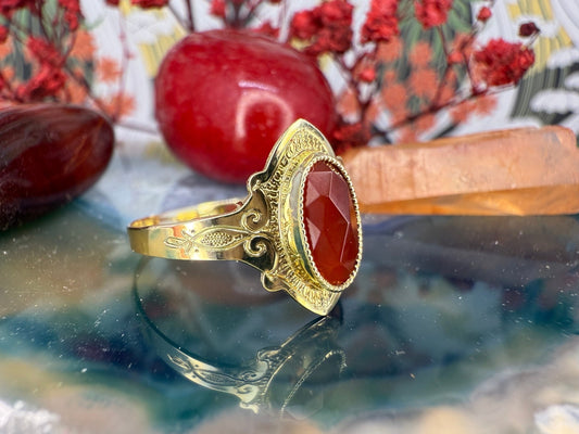 14 karaat gouden ring met carneool