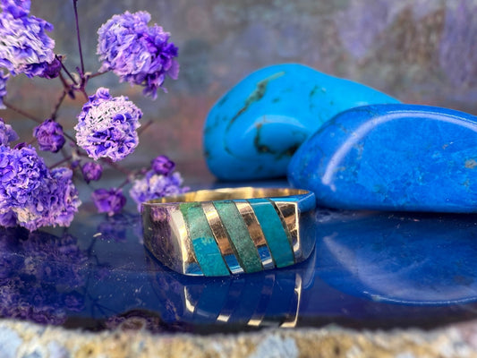 14 karaat gouden ring met chrysokol