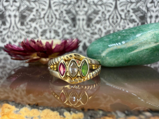 14 karaat gouden ring met steentjes