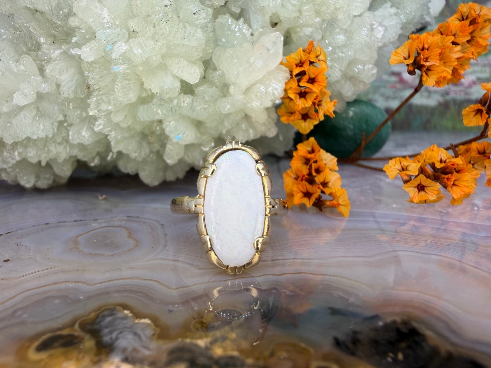 14 karaat gouden opaal ring