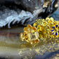 18 karaat gouden oorknoppen met emaille