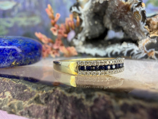 14 karaat gouden diamant en saffier ring