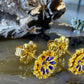18 karaat gouden oorknoppen met emaille