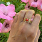 14 karaat gouden bloedkoraal ring