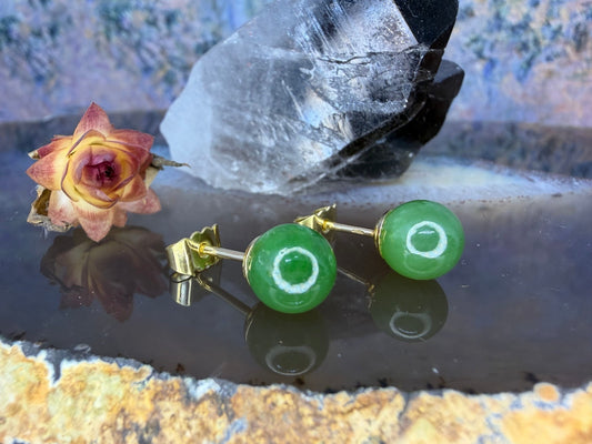 18 karaat gouden nefriet oorknoppen