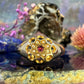 9 karaat ring met robijn en parels