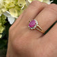 14 karaat gouden robijn en diamant ring