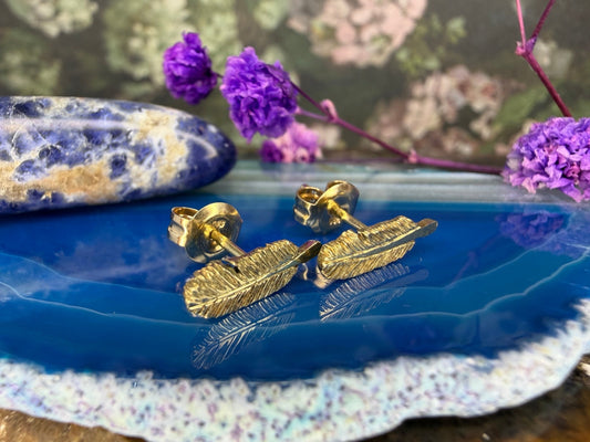 14 karaat gouden veer oorknoppen