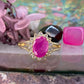 14 karaat gouden robijn en diamant ring