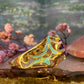 14 karaat gouden ring met korund en enamel